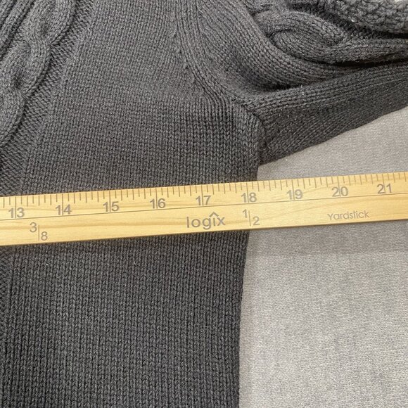 Chaps Womens Black Cable Knit Pullover Sweater Classic V-Neck Size Medium - Picture 9 of 9